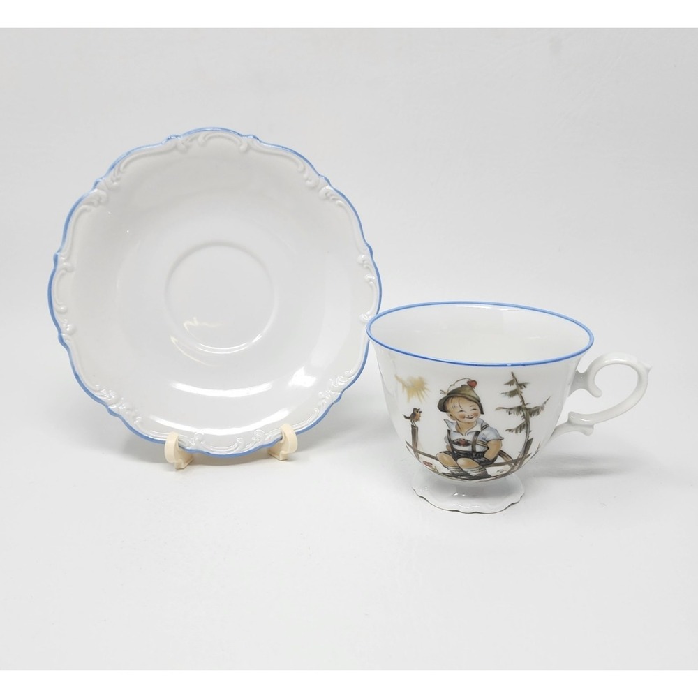 Vtg Sister Berta Hummel Originals Porcelain Footed Teacup w Saucer West Germany